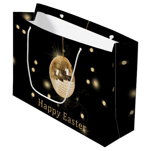 Happy Easter Gold Disco Ball Large Cadeautasje (Voorkant Gekanteld)