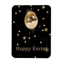 Happy Easter Gold Disco Ball Magneet