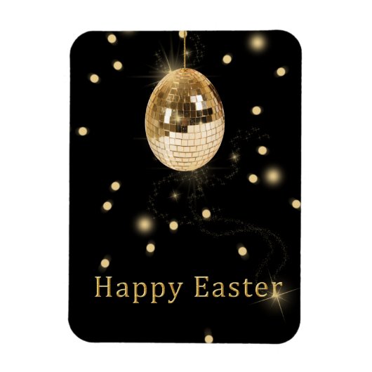 Happy Easter Gold Disco Ball Magneet (Verticaal)