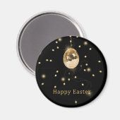 Happy Easter Gold Disco Ball Magneet (Voorkant / Achterkant)