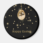 Happy Easter Gold Disco Ball Magneet (Voorkant)