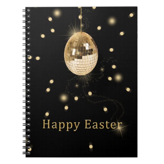 Happy Easter Gold Disco Ball Notitieboek (Voorkant)