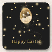 Happy Easter Gold Disco Ball Onderzetter (Voorkant)