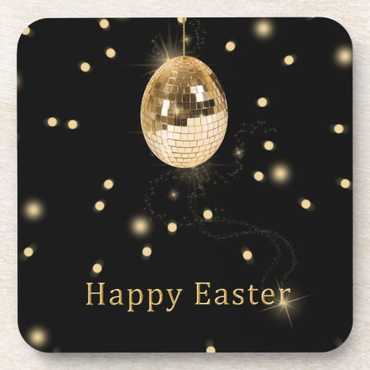 Happy Easter Gold Disco Ball Onderzetter (Voorkant)