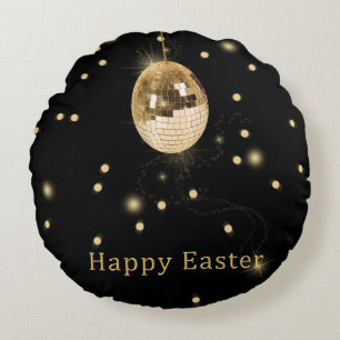 Happy Easter Gold Disco Ball Rond Kussen