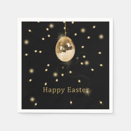 Happy Easter Gold Disco Ball Servet