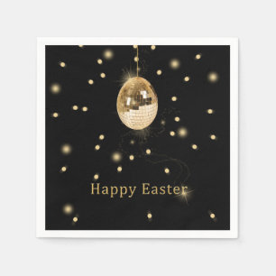 Happy Easter Gold Disco Ball Servet