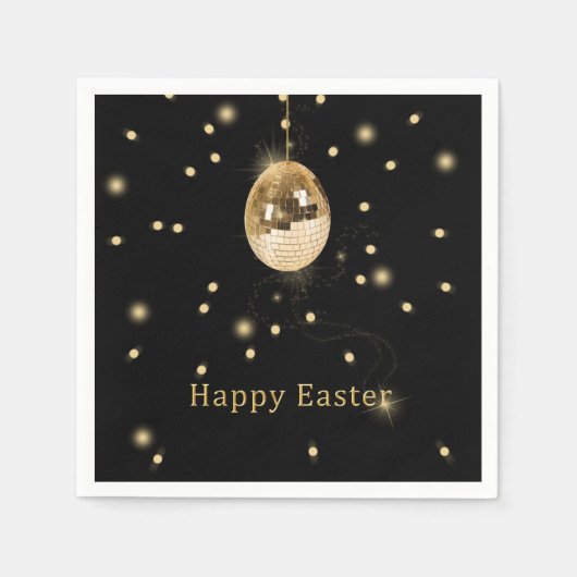 Happy Easter Gold Disco Ball Servet (Voorkant)