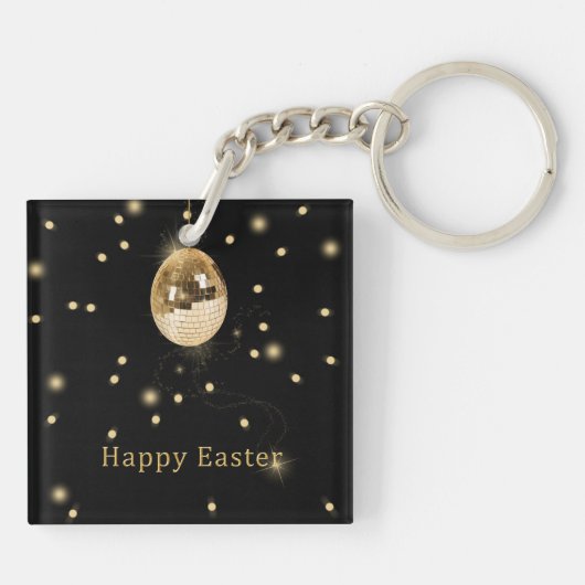 Happy Easter Gold Disco Ball Sleutelhanger (Achterkant)
