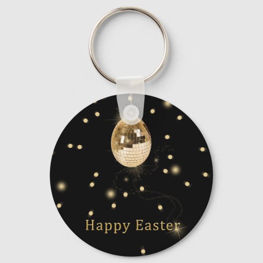 Happy Easter Gold Disco Ball Sleutelhanger (Voorkant)