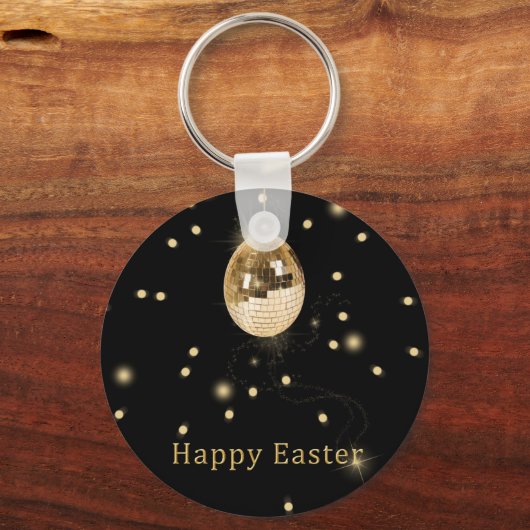 Happy Easter Gold Disco Ball Sleutelhanger (Voorkant)