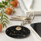 Happy Easter Gold Disco Ball Sleutelhanger (Zijkant)