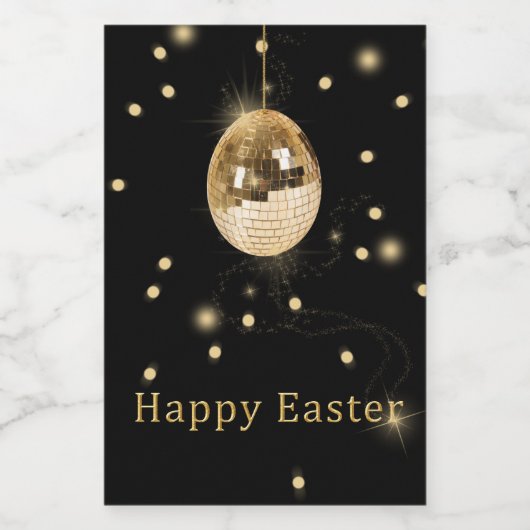 Happy Easter Gold Disco Ball Voedselcontainer Etiket (Enkel label)