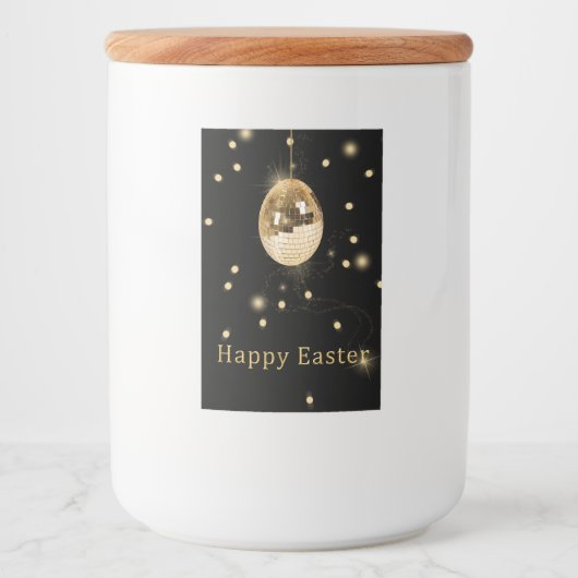 Happy Easter Gold Disco Ball Voedselcontainer Etiket (Voorkant)