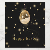 Happy Easter Gold Disco Ball Wijn Etiket (Enkel label)