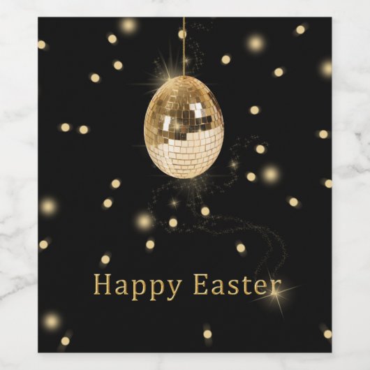 Happy Easter Gold Disco Ball Wijn Etiket (Enkel label)