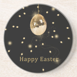 Happy Easter Gold Disco Ball Zandsteen Onderzetter