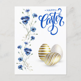Happy Easter Gold Eggs-kornbloemen Briefkaart