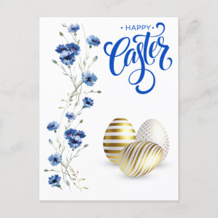 Happy Easter Gold Eggs-kornbloemen Briefkaart