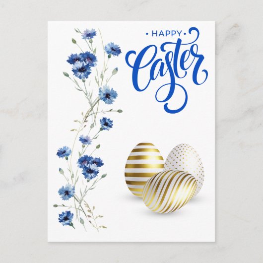 Happy Easter Gold Eggs-kornbloemen Briefkaart (Voorkant)