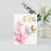 Happy Easter Gold Eggs personaliseren Briefkaart (Staand voorkant)