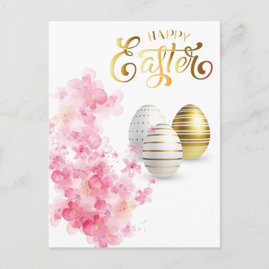 Happy Easter Gold Eggs personaliseren Briefkaart (Voorkant)