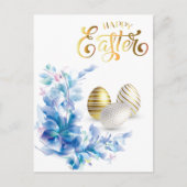 Happy Easter Gold Eggs personaliseren Briefkaart (Voorkant)
