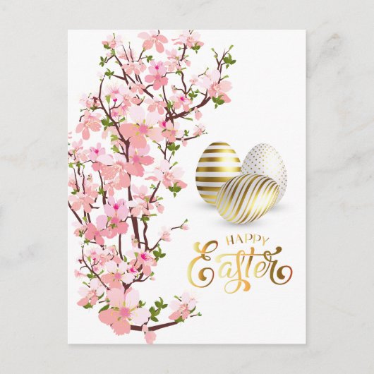 Happy Easter Gold Eggs personaliseren Briefkaart (Voorkant)