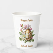 Happy Easter Gold Floral Egg Papieren Bekers (Achterkant)