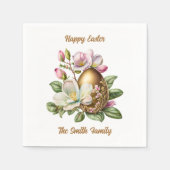 Happy Easter Gold Floral Egg Servet (Voorkant)