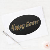 Happy Easter Gold Glitter-tekst Typografie Elegant Ovale Sticker (Envelop)