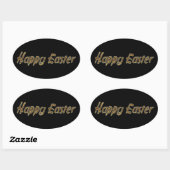 Happy Easter Gold Glitter-tekst Typografie Elegant Ovale Sticker (Vel)