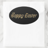 Happy Easter Gold Glitter-tekst Typografie Elegant Ovale Sticker (Tas)