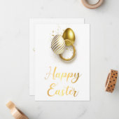 Happy Easter Gold Stijlvolle Script Vakantie Notitiekaartje (Voorkant / Achterkant in situ)