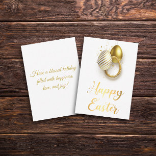 Happy Easter Gold Stijlvolle Script Vakantie Notitiekaartje