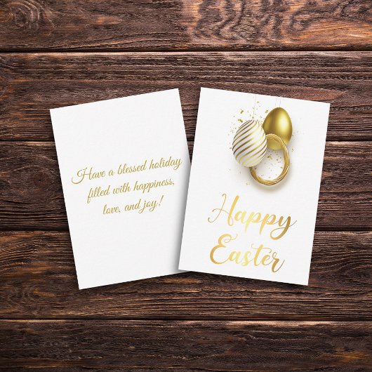 Happy Easter Gold Stijlvolle Script Vakantie Notitiekaartje
