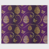 Happy Easter Golden Eggs en Butterflies Paars Cadeaupapier (Vlak)