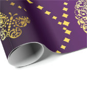 Happy Easter Golden Eggs en Butterflies Paars Cadeaupapier (Rol Hoek)