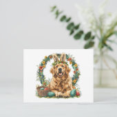 Happy Easter Golden Retriever Dog Bunny Ears Briefkaart (Staand voorkant)