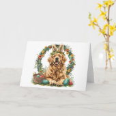 Happy Easter Golden Retriever Dog Bunny Ears Kaart (Gele Bloem)