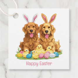 Happy Easter Golden Retriever Dogs Bunny Ears Bedankjes Labels
