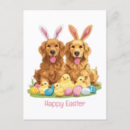 Happy Easter Golden Retriever Dogs Bunny Ears Briefkaart
