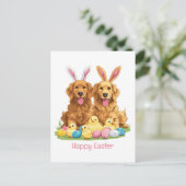 Happy Easter Golden Retriever Dogs Bunny Ears Briefkaart (Staand voorkant)