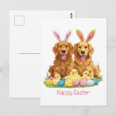Happy Easter Golden Retriever Dogs Bunny Ears Briefkaart (Voorkant / Achterkant)