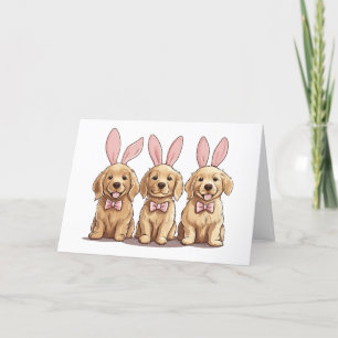 Happy Easter Golden Retriever Dogs Bunny Ears Feestdagen Kaart