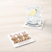 Happy Easter Golden Retriever Dogs Bunny Ears Kartonnen Onderzetters (Insitu)