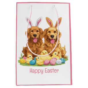 Happy Easter Golden Retriever Dogs Bunny Ears Medium Cadeauzakje