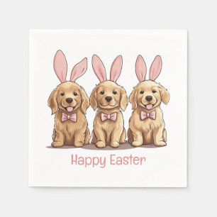 Happy Easter Golden Retriever Dogs Bunny Ears Servet