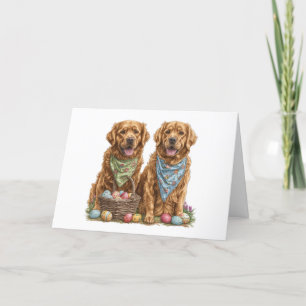 Happy Easter Golden Retriever Dogs Paasmand Feestdagen Kaart