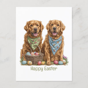 Happy Easter Golden Retriever Dogs Paasmand Feestdagenkaart